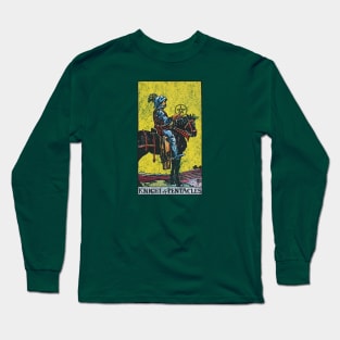 Knight of pentacles tarot card (distressed) Long Sleeve T-Shirt